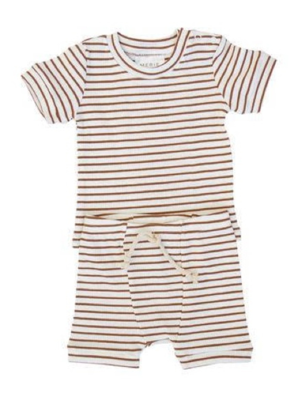 Mebie Baby Honey Striped Ribbed Two-piece Short Set
